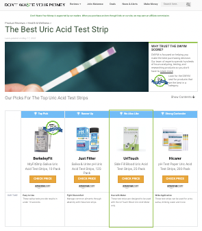 eBuricacid destacado en una reseña estadounidense de medidores de ácido úrico